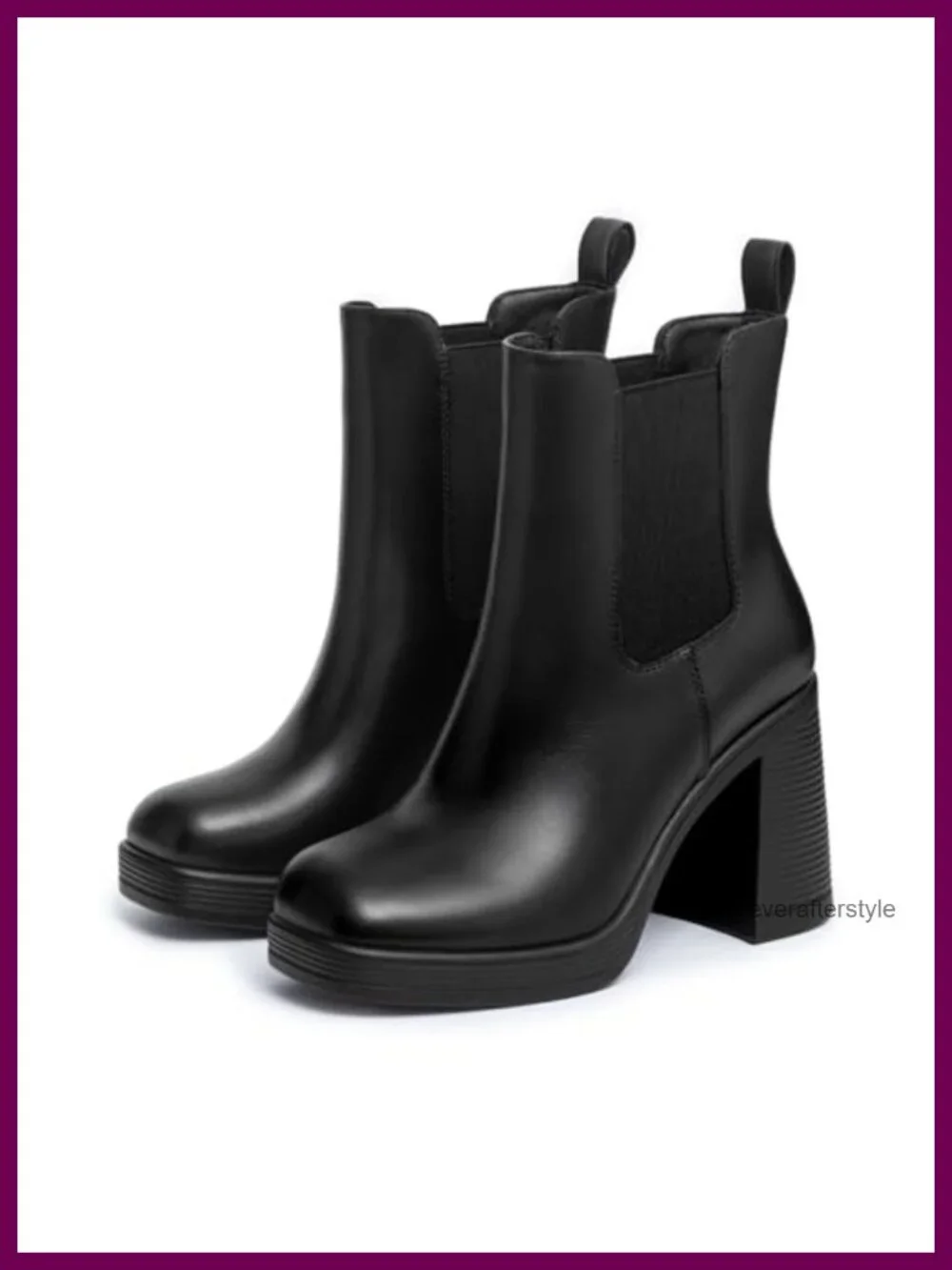 Women's Chunky Heel Platform Chelsea Ankle Boots Square Toe Slip-On